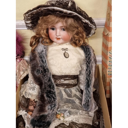 110 - Schoenau & Hoffmeister: a large antique bisque head doll, impressed marks S PB H, 1906, No 15, w... 