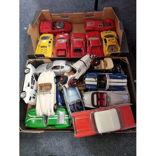 138 - Burago: two trays of unboxed Burago cars. 