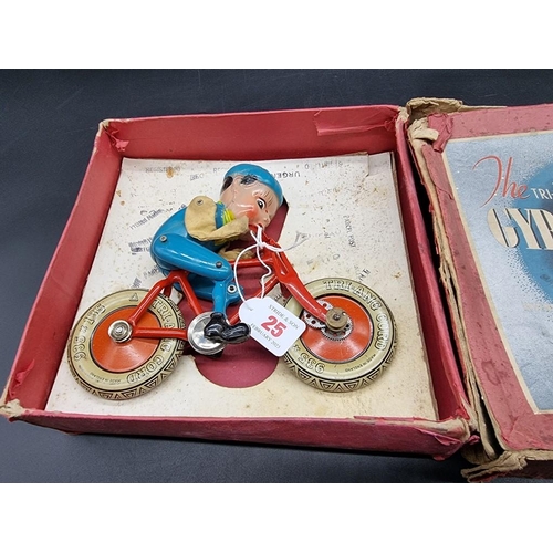 25 - Triang: a vintage tinplate Gyro-Cycle , in original box, (distressed).