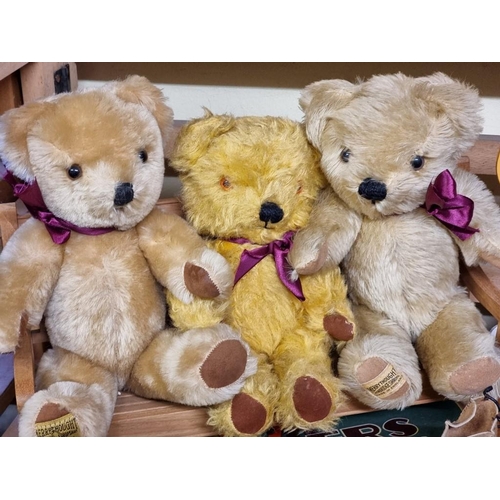 42 - Merrythought: two small blond mohair bears, and a similar Chad Valley example; together with a small... 