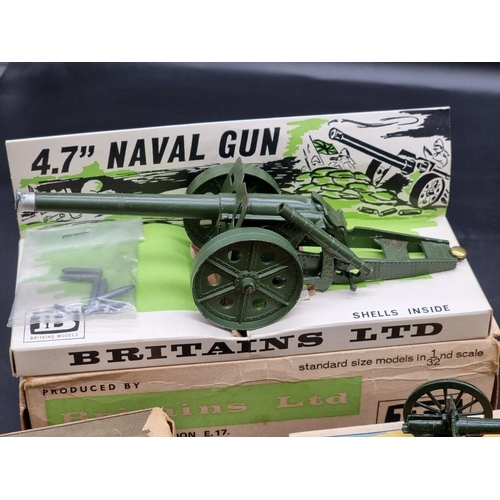 48 - Britains: 9 military vehicles and guns, circa 1960s, all in original boxes.