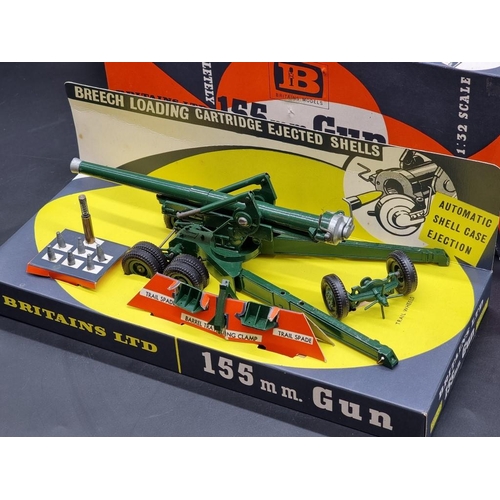 5 - Britains: a vintage 155mm Gun, No.9745, with original box and internal packaging, shells and accesso... 