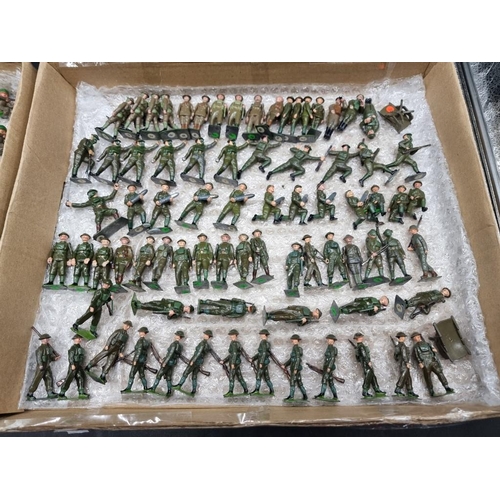 50 - Vintage Lead: a large collection in two trays of Britains, Crescent and similar military figures.... 