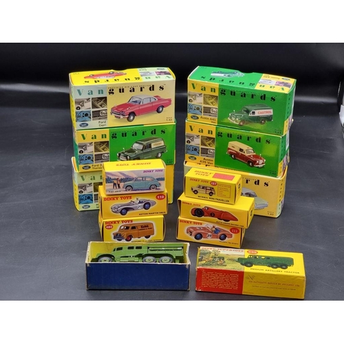 64 - Diecast: a vintage Dinky Supertoys Artillery Tractor No.689, in original box; together with six vehi... 