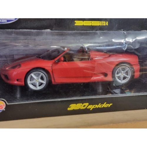 75 - Burago: four boxed Hot Wheels Ferrari models, comprising: 360 Spider; 365GTB; 365GTS and F355 S... 