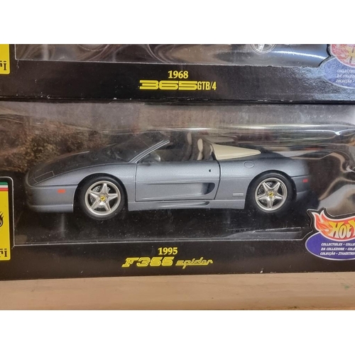 75 - Burago: four boxed Hot Wheels Ferrari models, comprising: 360 Spider; 365GTB; 365GTS and F355 S... 