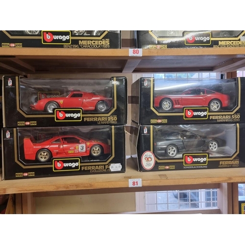 81 - Burago: four boxed Ferrari models, to include a Special Edition gunmetal grey 456GT, No.3036D.... 