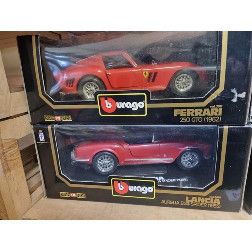 84 - Burago: four boxed models, to include Hot Wheels Ferrari and TVR.