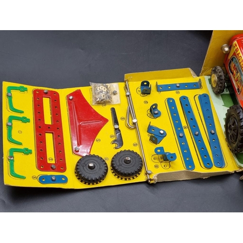 92 - Tinplate: a vintage Japanese Marusan Tractor construction kit in box (1950s); together with a T... 