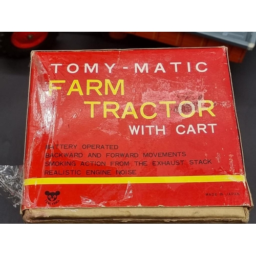 92 - Tinplate: a vintage Japanese Marusan Tractor construction kit in box (1950s); together with a T... 