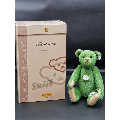 96 - Steiff: a Limited Edition green mohair '1908 Replica' growler bear, No.408540, in box.... 