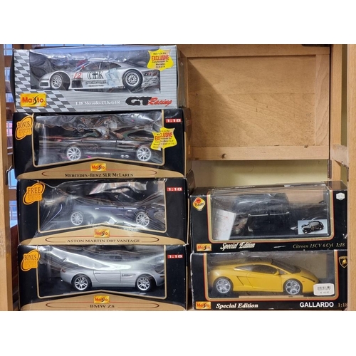 98 - Maisto: six boxed models, to include: a Lamborghini Gallardo and am Aston Martin DB7 Vantage.&n... 