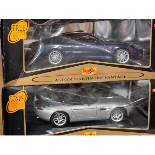 98 - Maisto: six boxed models, to include: a Lamborghini Gallardo and am Aston Martin DB7 Vantage.&n... 