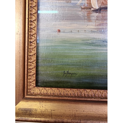 1115 - Jim Thompson, The Royal Navy Brig 'HMS Delight', signed, oil on canvas, 70 x 90cm.   ... 