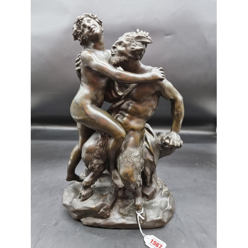 1567 - Claude Michel 'Clodion', a bronze figure group of a satyr and a nymph, 42cm high. ... 