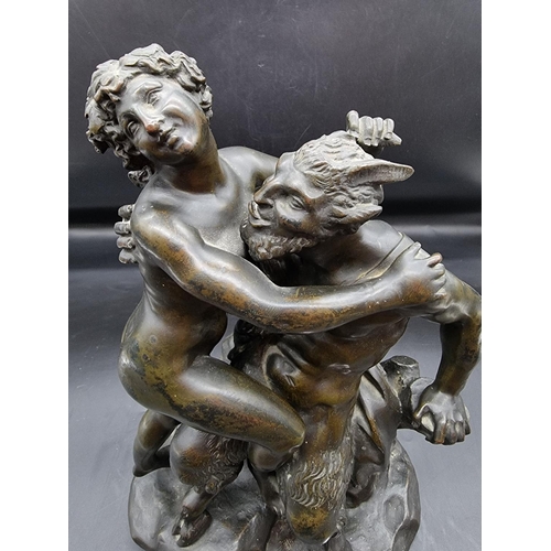 1567 - Claude Michel 'Clodion', a bronze figure group of a satyr and a nymph, 42cm high. ... 