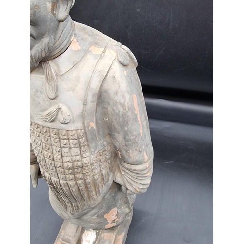 1569 - A large reproduction Chinese terracotta warrior figure, 48.5cm high, in card box.