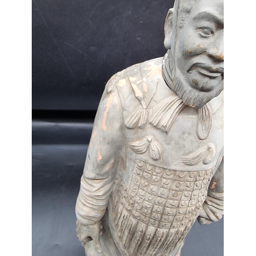 1569 - A large reproduction Chinese terracotta warrior figure, 48.5cm high, in card box.