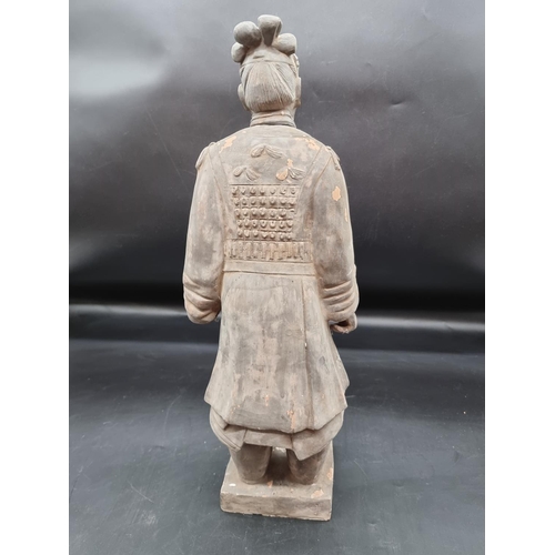 1569 - A large reproduction Chinese terracotta warrior figure, 48.5cm high, in card box.