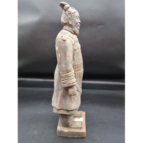 1569 - A large reproduction Chinese terracotta warrior figure, 48.5cm high, in card box.