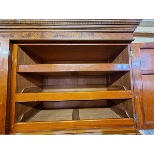 1017 - A good late Victorian figured walnut bedroom suite, comprising: a compactum style wardrobe, 195.5cm ... 