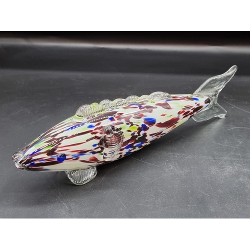 1421 - Four Murano glass fish, largest 29.5cm high. 