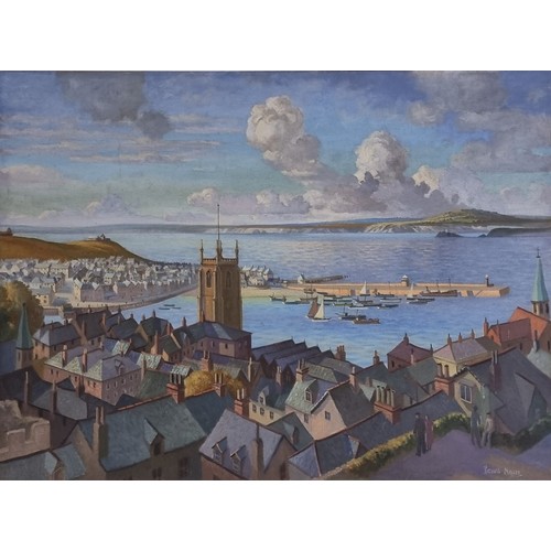 1117 - Bernard Ninnes, 'Smeaton's Pier, Old St. Ives', signed, titled on original artist's label verso, oil... 