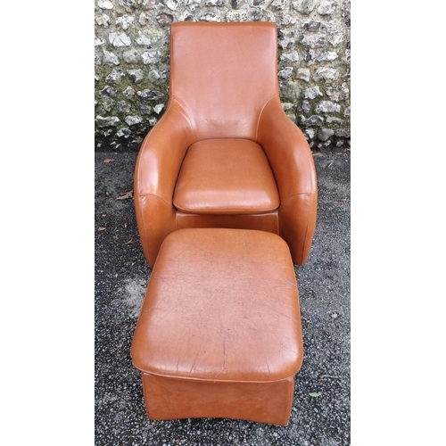 1152 - A modern leatherette chair and stool, (surface wear).