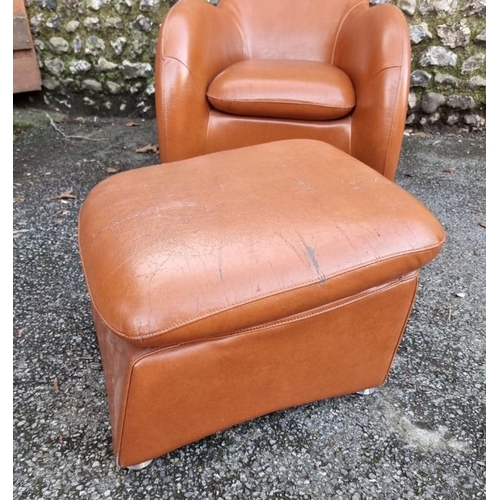 1152 - A modern leatherette chair and stool, (surface wear).