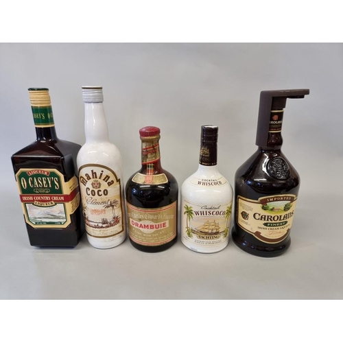 102 - Five bottle of liqueur, to include two 1 litre Irish Cream Liqueur; and a old 23 3/4 fl.oz. Drambuie... 