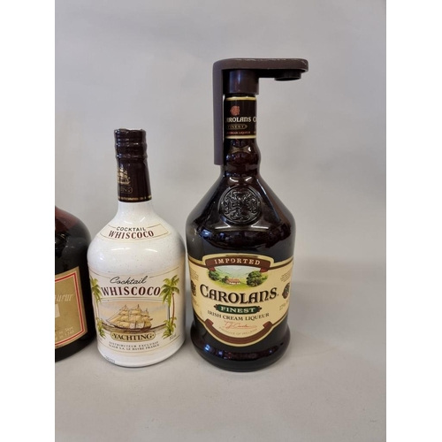 102 - Five bottle of liqueur, to include two 1 litre Irish Cream Liqueur; and a old 23 3/4 fl.oz. Drambuie... 