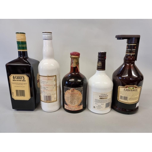 102 - Five bottle of liqueur, to include two 1 litre Irish Cream Liqueur; and a old 23 3/4 fl.oz. Drambuie... 