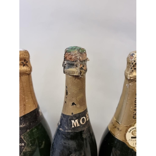 104 - A mixed group of wine and champagne, to include two old bottles of Moet & Chandon NV. (8)... 