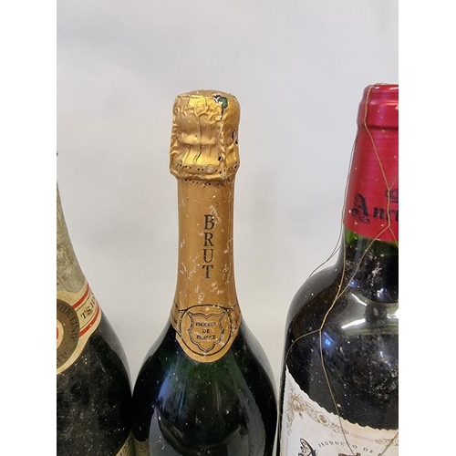 104 - A mixed group of wine and champagne, to include two old bottles of Moet & Chandon NV. (8)... 