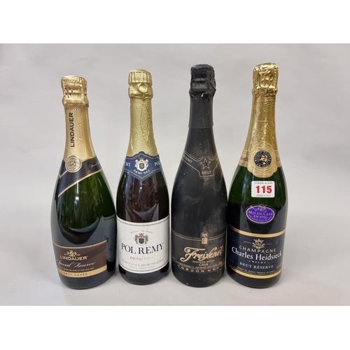 115 - Four 75cl bottles of sparkling wine, to include Charles Heidsieck, (Mis En Cave) 1996. (4)... 