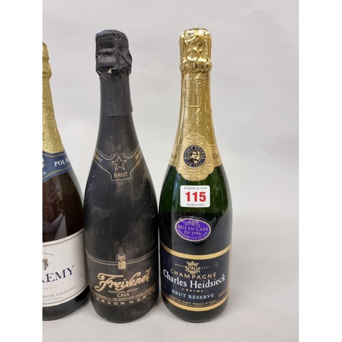 115 - Four 75cl bottles of sparkling wine, to include Charles Heidsieck, (Mis En Cave) 1996. (4)... 