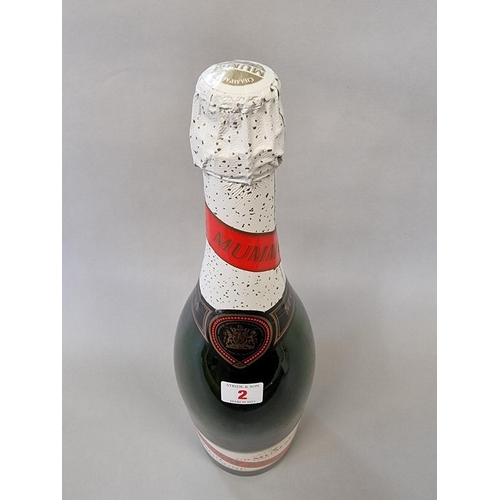 2 - A 3 litre double magnum Mumm & Cie 'Cordon Rouge' shop display champagne bottle, (no contents).... 