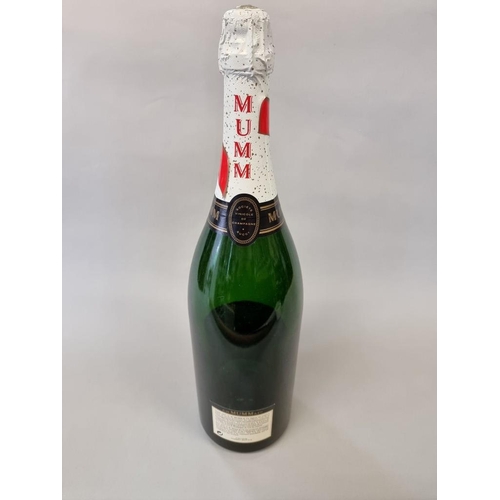 2 - A 3 litre double magnum Mumm & Cie 'Cordon Rouge' shop display champagne bottle, (no contents).... 