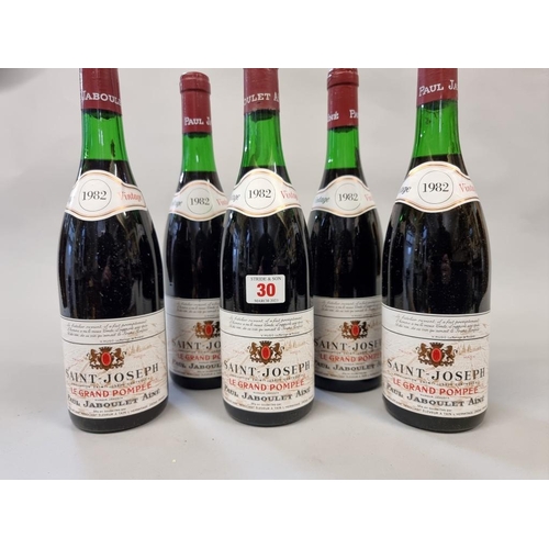 30 - Five 75cl bottles of St Joseph Le Grand Pompee, 1982, Paul Jaboulet Aine. (5)