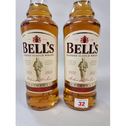 32 - Two 1 litre bottles of Bell's blended whisky. (2)