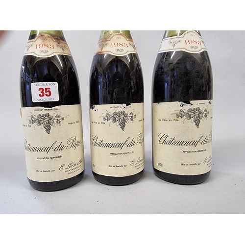 35 - Three 75cl bottles of Chateauneuf du Pape, 1983, Ets Loron. (3)