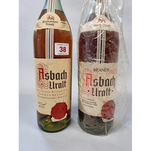 38 - Two 1 litre bottles of Asbach Uralt brandy. (2)