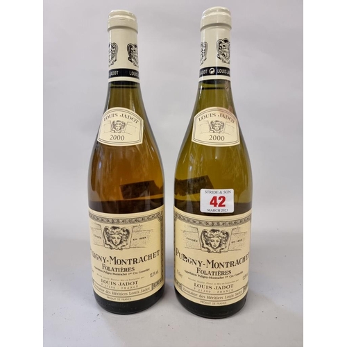 42 - Two 75cl bottles of Puligny Montrachet 1er Cru Les Folatieres, 2000, Louis Jadot. (2)... 