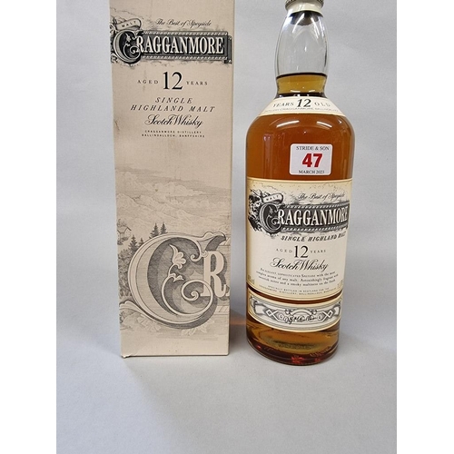 47 - A 1 litre bottle of Cragganmore 12 year old whisky, in oc.