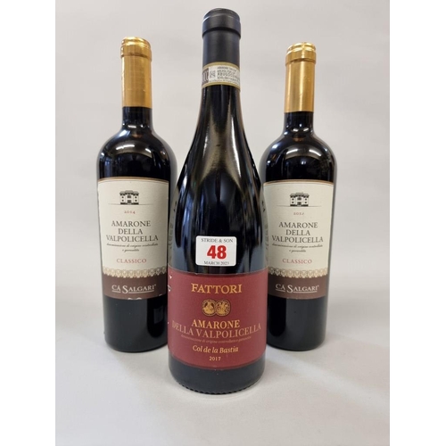 48 - Three 75cl bottles of Valpolicella, comprising: Col de la Bastia, 2017, Fattori; Classico, 2014, Ca ... 