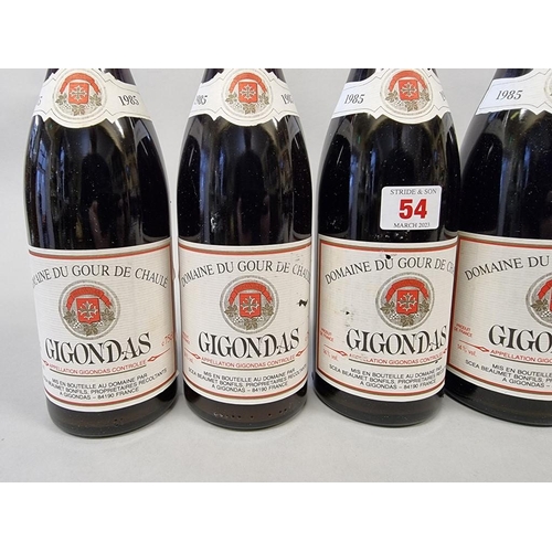 54 - Six 75cl bottles of Gigondas, 1985, Dom du Gour de Chaule. (6)