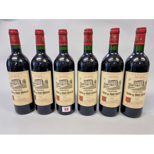 59 - Six 75cl bottles of Chateau Tour du Haut Moulin, 2000, Cru Bourgeois Haut-Medoc. (6)... 