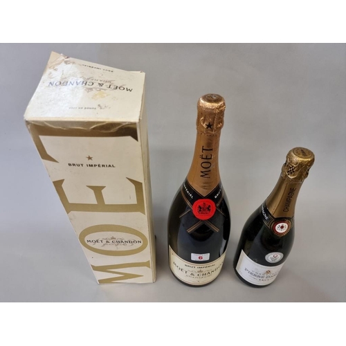 6 - A 150cl magnum bottle of Moet & Chandon NV champagne, in oc; together with another 75cl bottle o... 