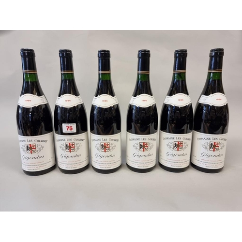 75 - Six 75cl bottles of Gigondas, 1986, Domaine Les Goubert. (6)