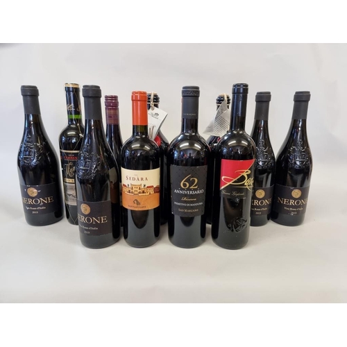 92 - Twelve 75cl bottles of red wine comprising: Nerone Vino Rosso d'Italia, 2019, (4 bottles); Primitivo... 